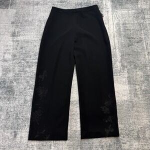 VTG Donna Morgan Pants Women 6 Black Dress Trouser Floral Lace Dark Romance Chic